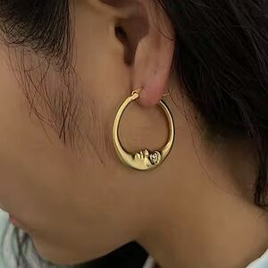 Gold Moon Hoop Minimalist Earrings Earrings